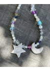 Seramik Doğaltaş Ay ve Yıldız Kolye