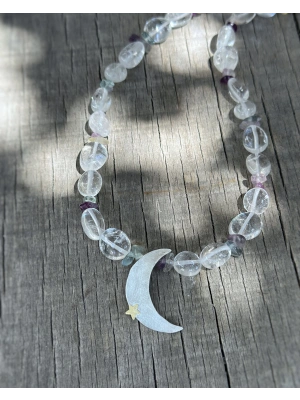 Florite ve Kuvars taşlı Ay Kolye