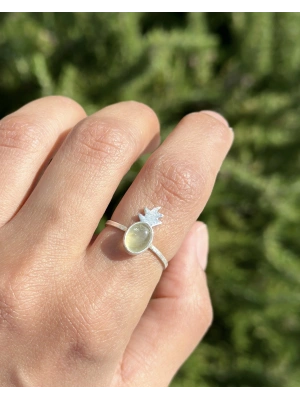 Yeşil Prehnite Taşlı Ananas Yüzük