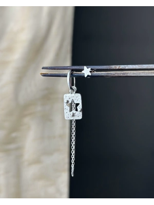 Zincirli Yıldız Halka Küpe ve Mini Yıldız küpe