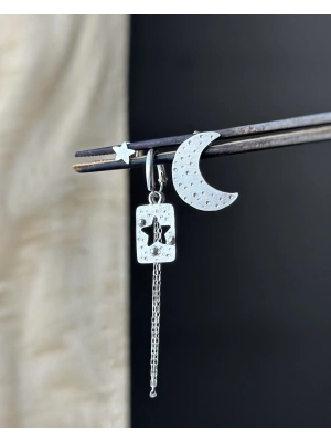 3lü Ay Yıldızlı Küpe Seti