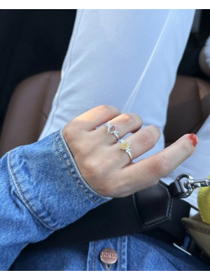 Sarı Kuvars Taşlı Yüzük