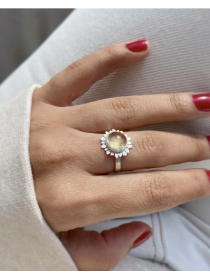 Sitrin Taşlı Sunflower Yüzük
