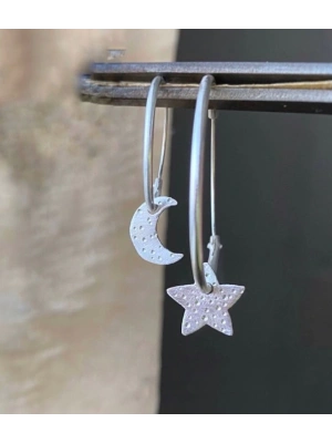 Ay Yıldız Halka Küpeler