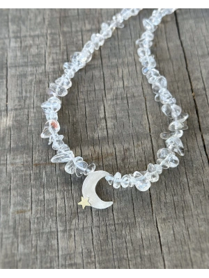Kuvars Taşlı Ay Yıldız Kolye