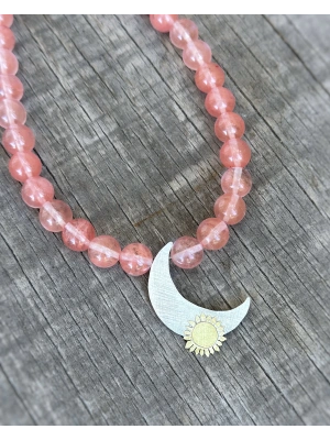Rose Quartz Ay Güneş Kolye