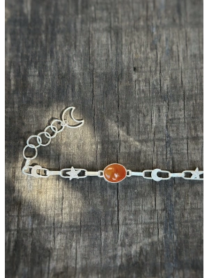 Turuncu Akik Ay Yıldız Bileklik