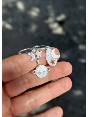 Gezegen Ay Yıldız Küpe