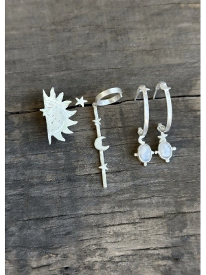 Ay Taşlı Halka Küpeler