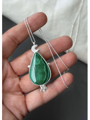 Malahit Ay Yıldız Kolye