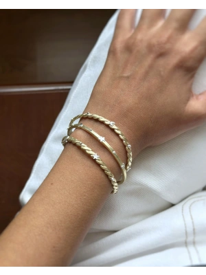 Ay Yıldızlı Kare Pirinç Bileklik