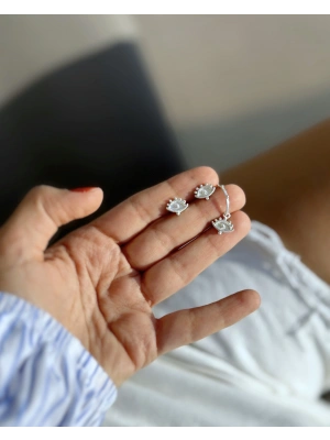 Evil Eye Çift Halkalı Küpe