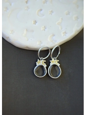 Kuvars Taşlı Halka Küpeler