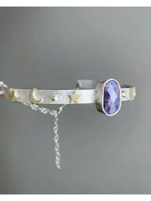 Mor Ametist Taşlı Halhal