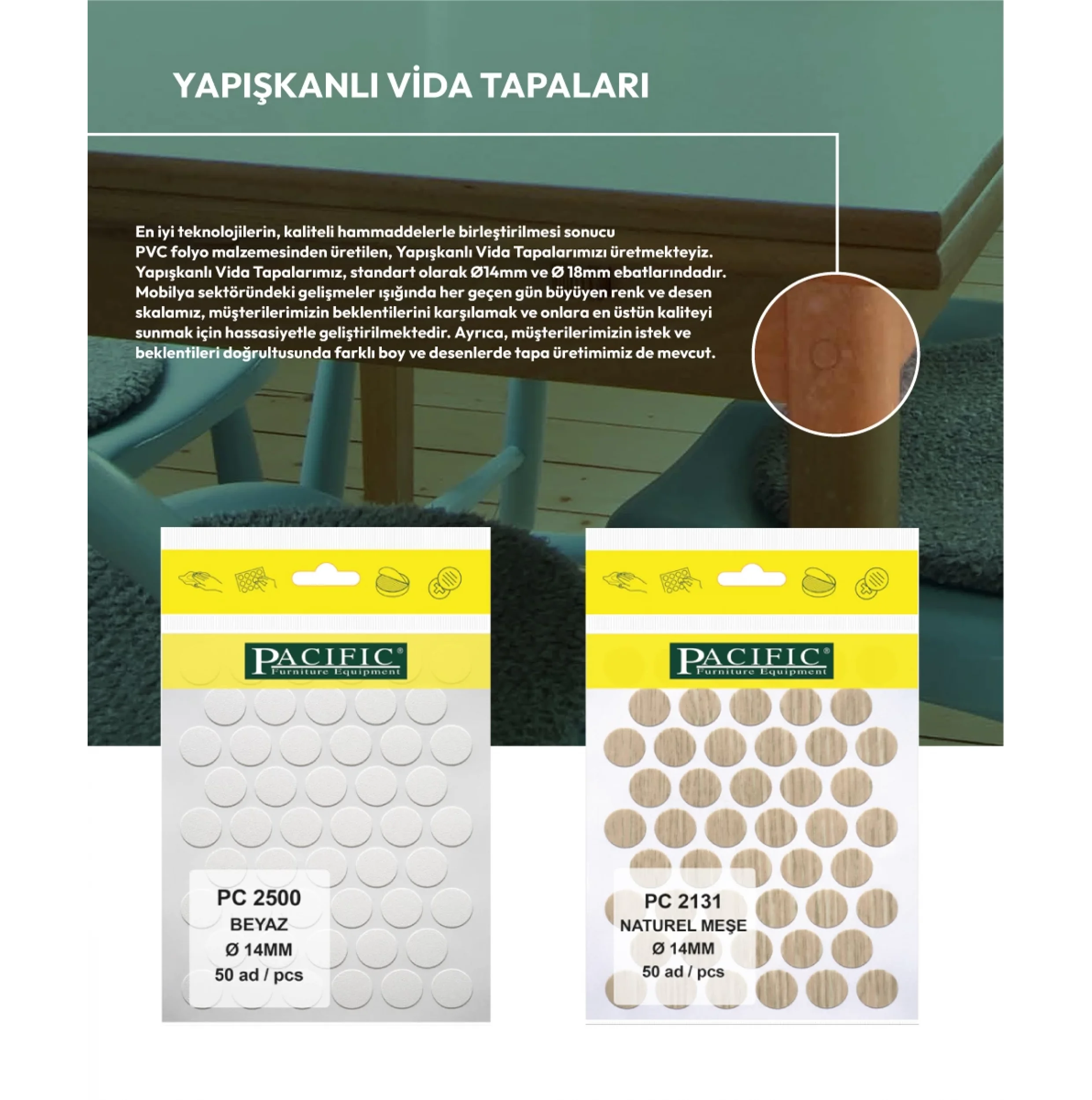 NATUREL MEŞE PACIFIC YAPIŞKANLI TAPA-14MM