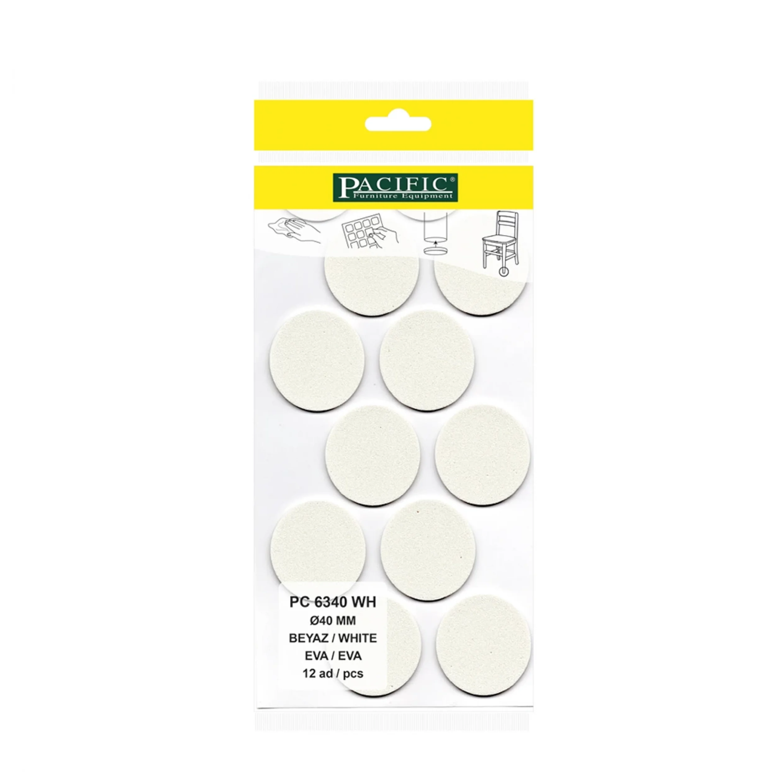 Eva Parke Fayans Çizilme Ve Darbe Önleyici Zemin Koruyucu Beyaz (Ø 40mm)