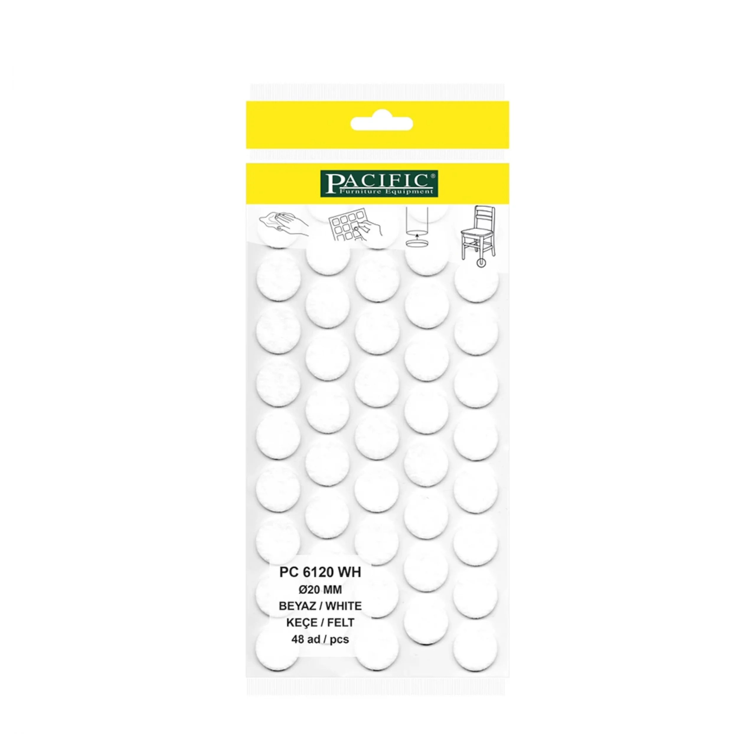 Yapışkanlı Masa Sandalye ve Mobilya Keçesi Zemin Koruyucu Keçe (Ø 20mm)