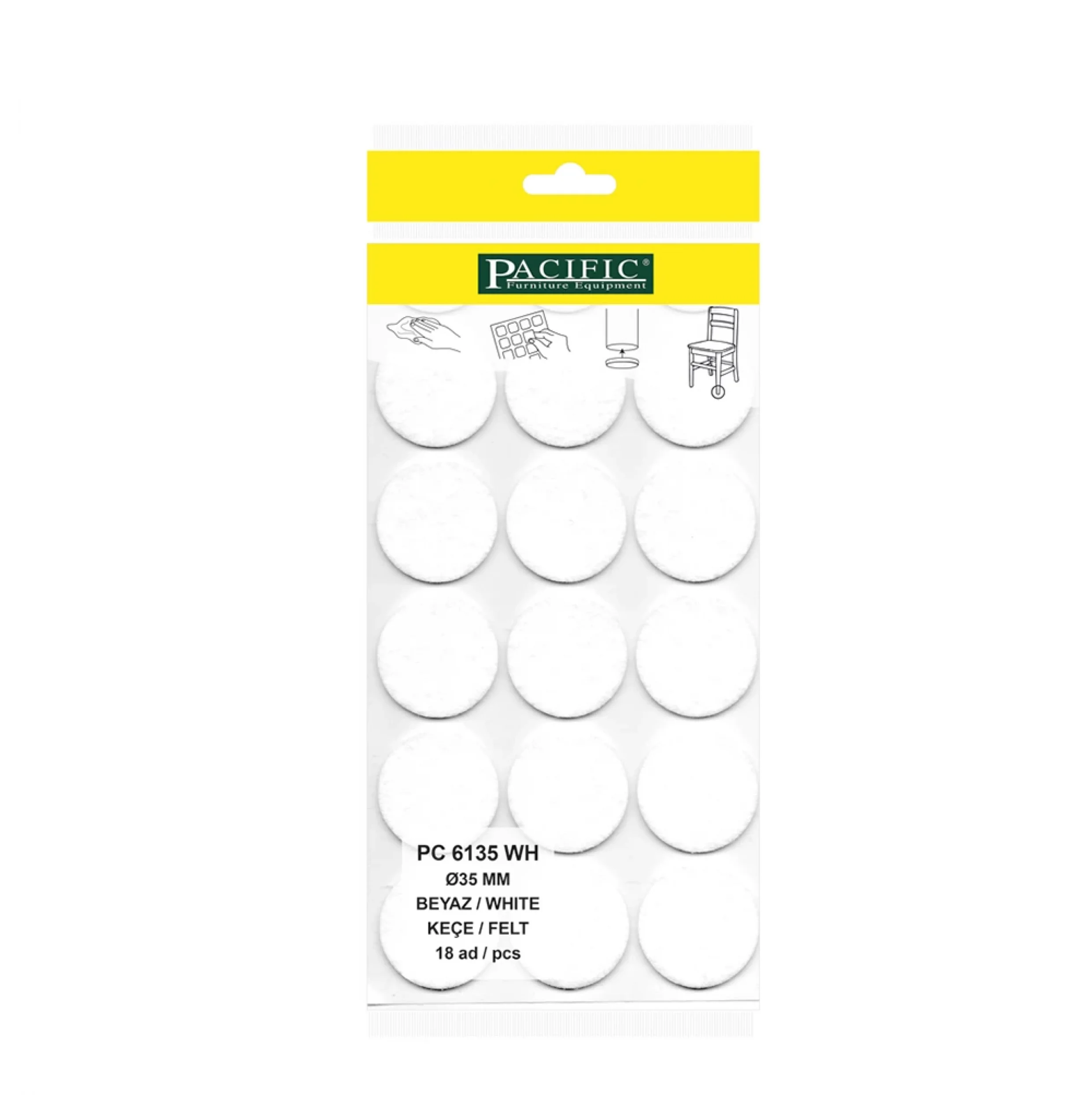 Yapışkanlı Masa Sandalye ve Mobilya Keçesi Zemin Koruyucu Keçe (Ø 35mm)