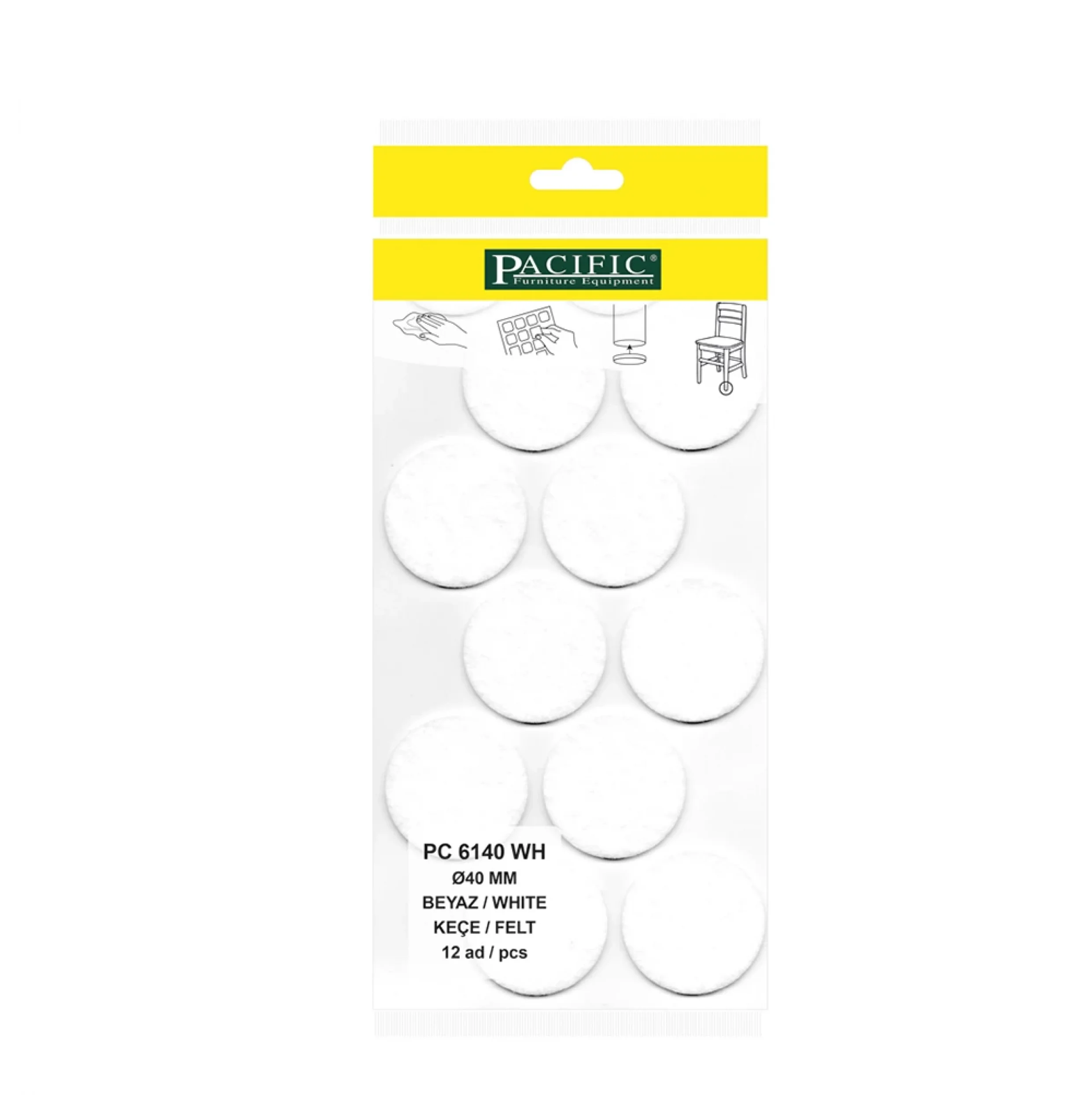 Yapışkanlı Masa Sandalye ve Mobilya Keçesi Zemin Koruyucu Keçe (Ø 40mm)