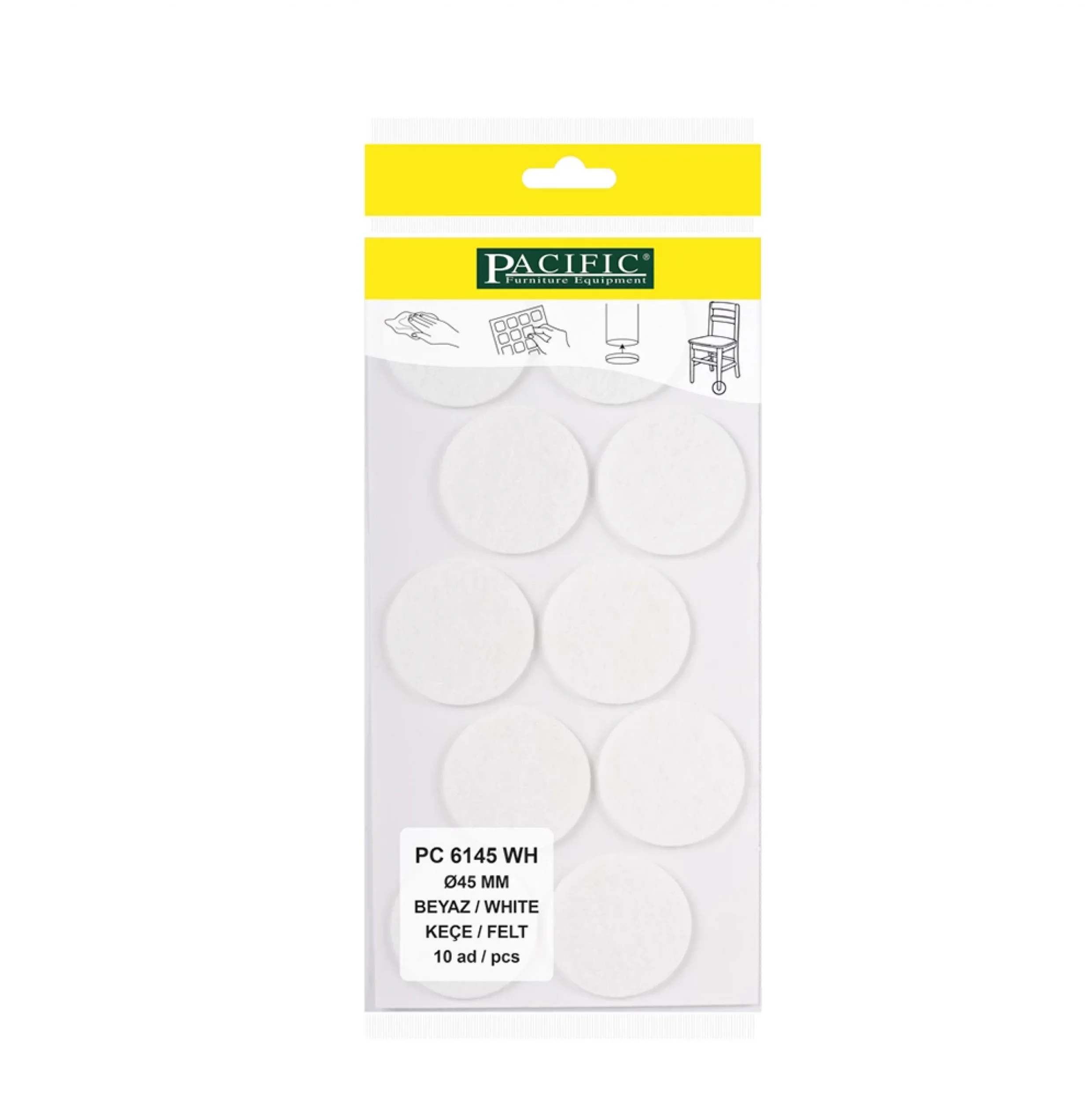 Yapışkanlı Masa Sandalye ve Mobilya Keçesi Zemin Koruyucu Keçe (Ø 45mm)