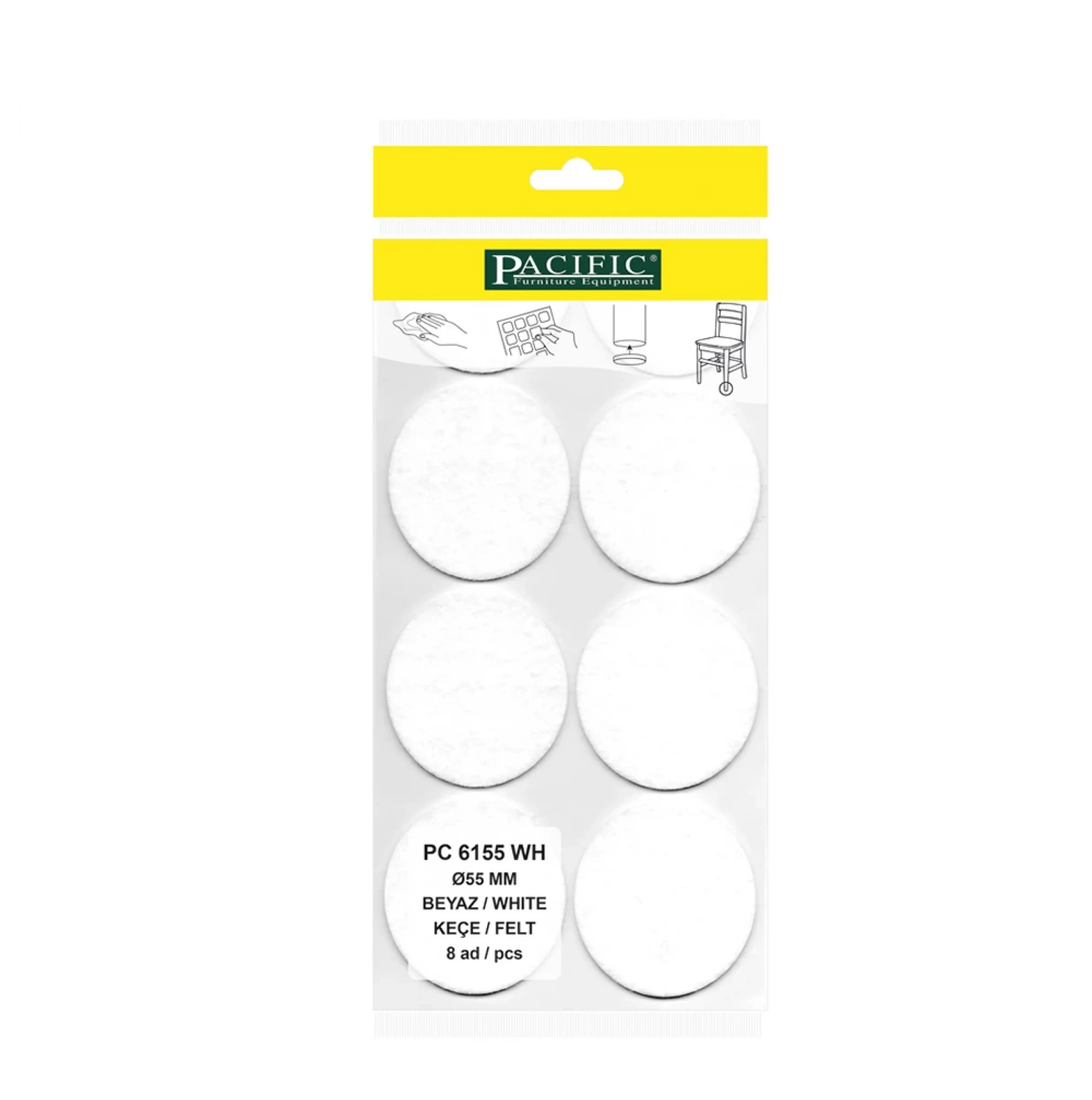 Yapışkanlı Masa Sandalye ve Mobilya Keçesi Zemin Koruyucu Keçe (Ø 55mm)