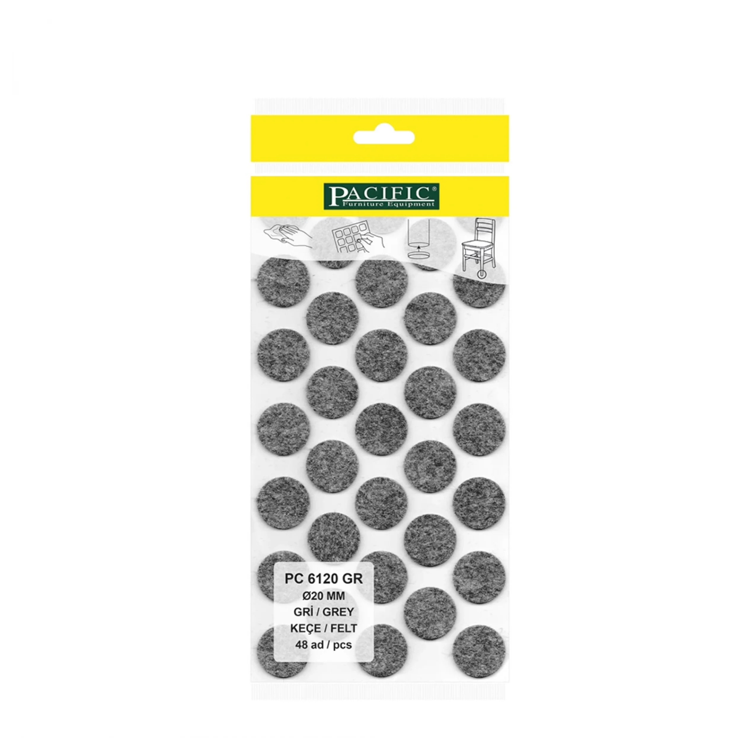 Yapışkanlı Masa Sandalye ve Mobilya Keçesi Zemin Koruyucu Keçe (Ø 20mm)