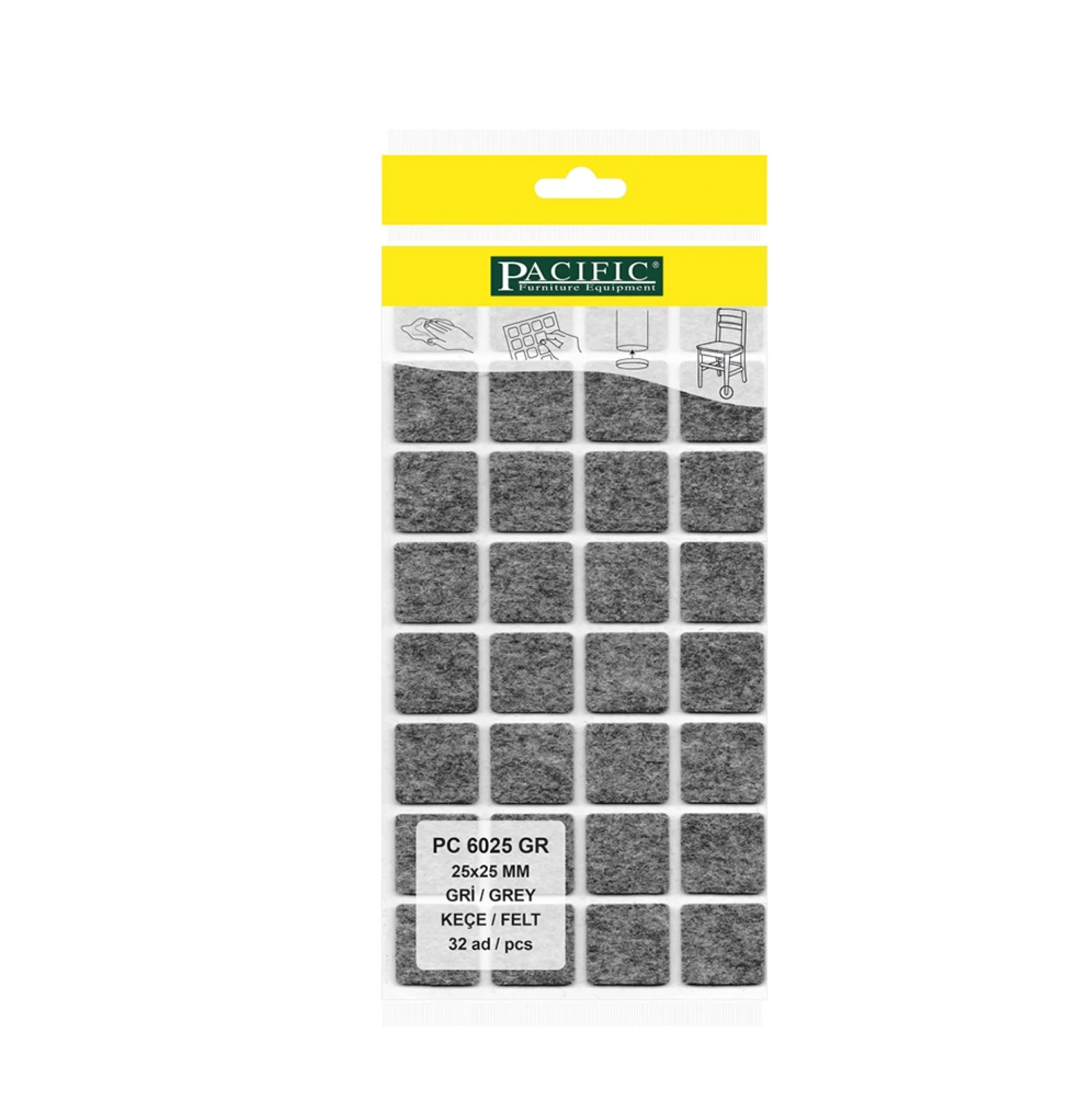 Yapışkanlı Masa Sandalye ve Mobilya Keçesi Zemin Koruyucu Keçe (25mm x 25mm)