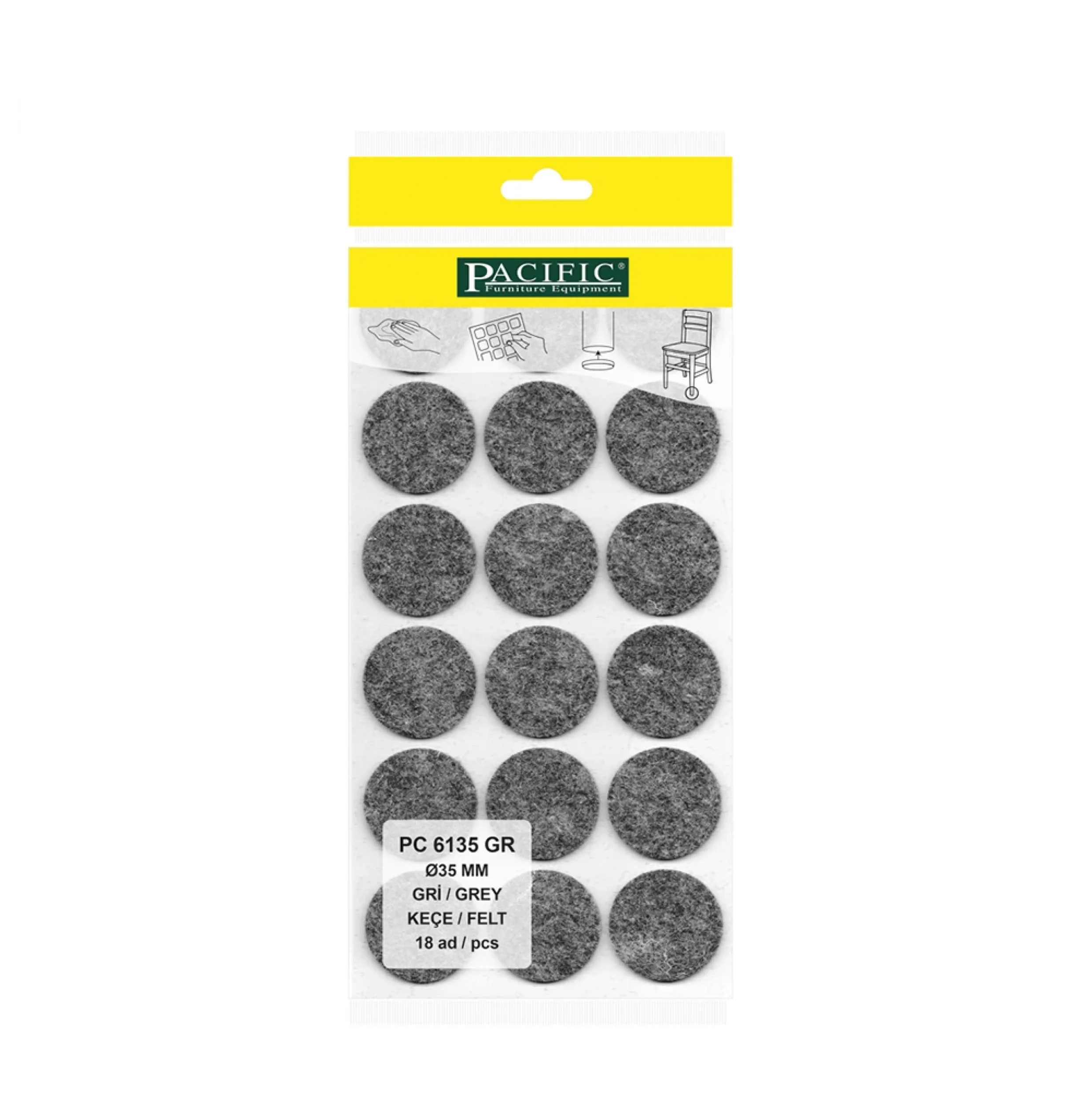 Yapışkanlı Masa Sandalye ve Mobilya Keçesi Zemin Koruyucu Keçe (Ø 35mm)