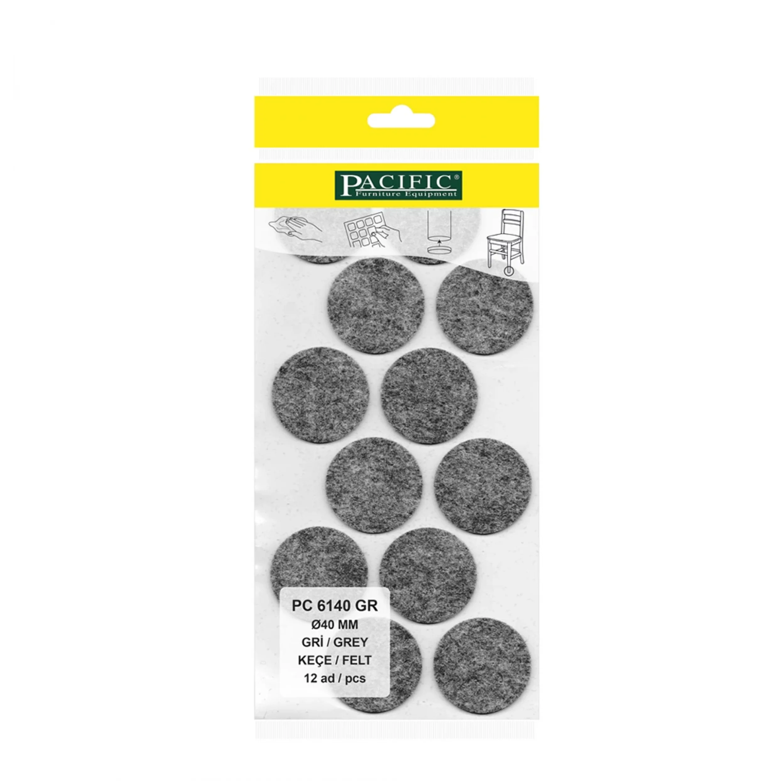 Yapışkanlı Masa Sandalye ve Mobilya Keçesi Zemin Koruyucu Keçe (Ø 40mm)