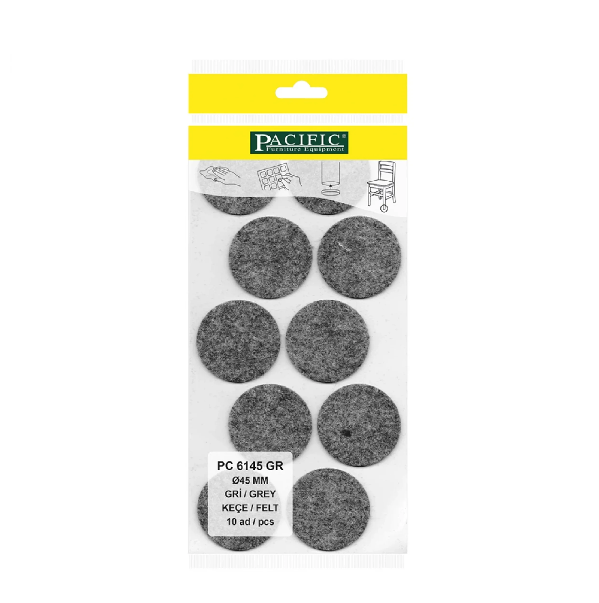 Yapışkanlı Masa Sandalye ve Mobilya Keçesi Zemin Koruyucu Keçe (Ø 45mm)