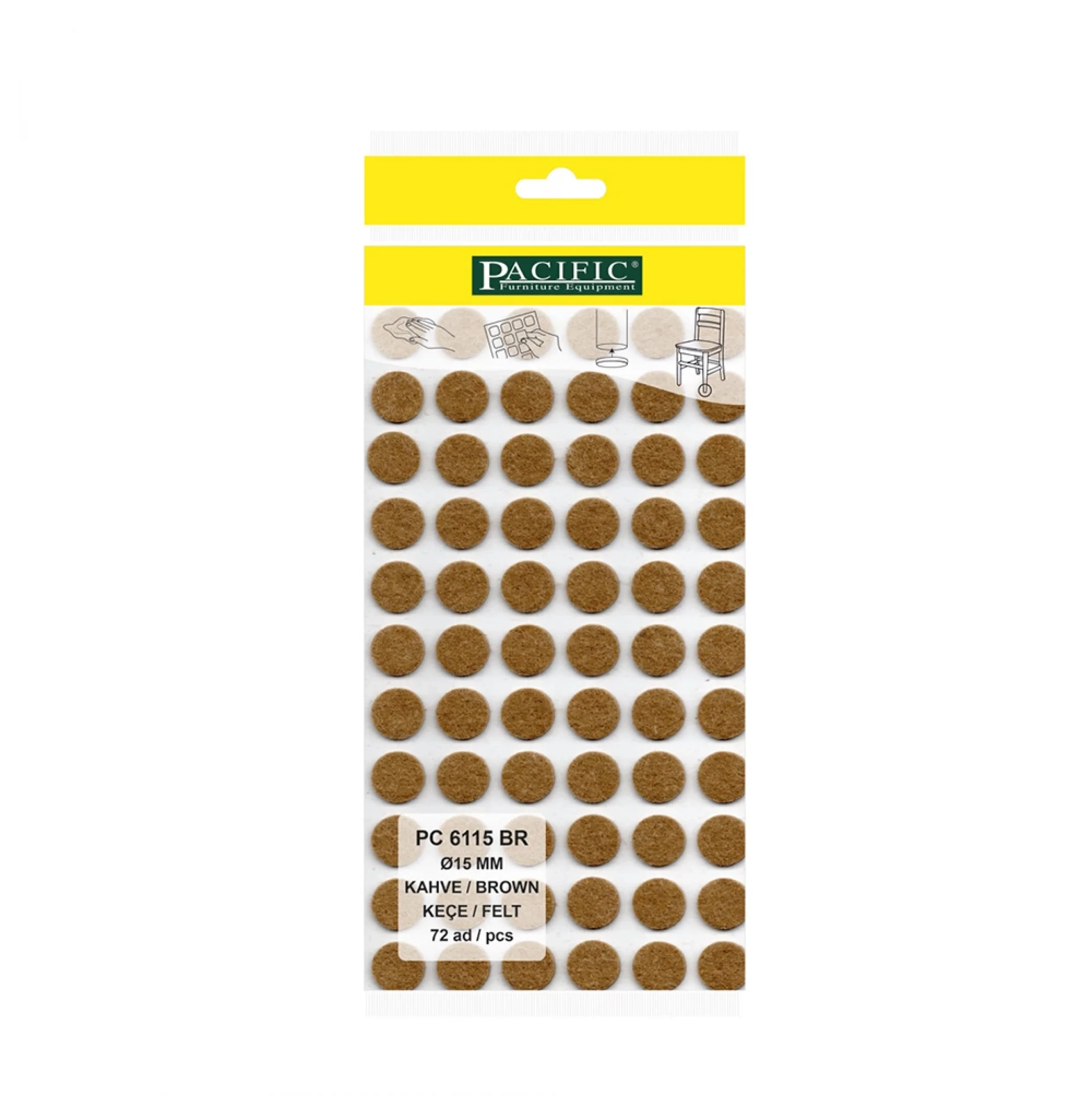 Yapışkanlı Masa Sandalye ve Mobilya Keçesi Zemin Koruyucu Keçe (Ø 15mm)