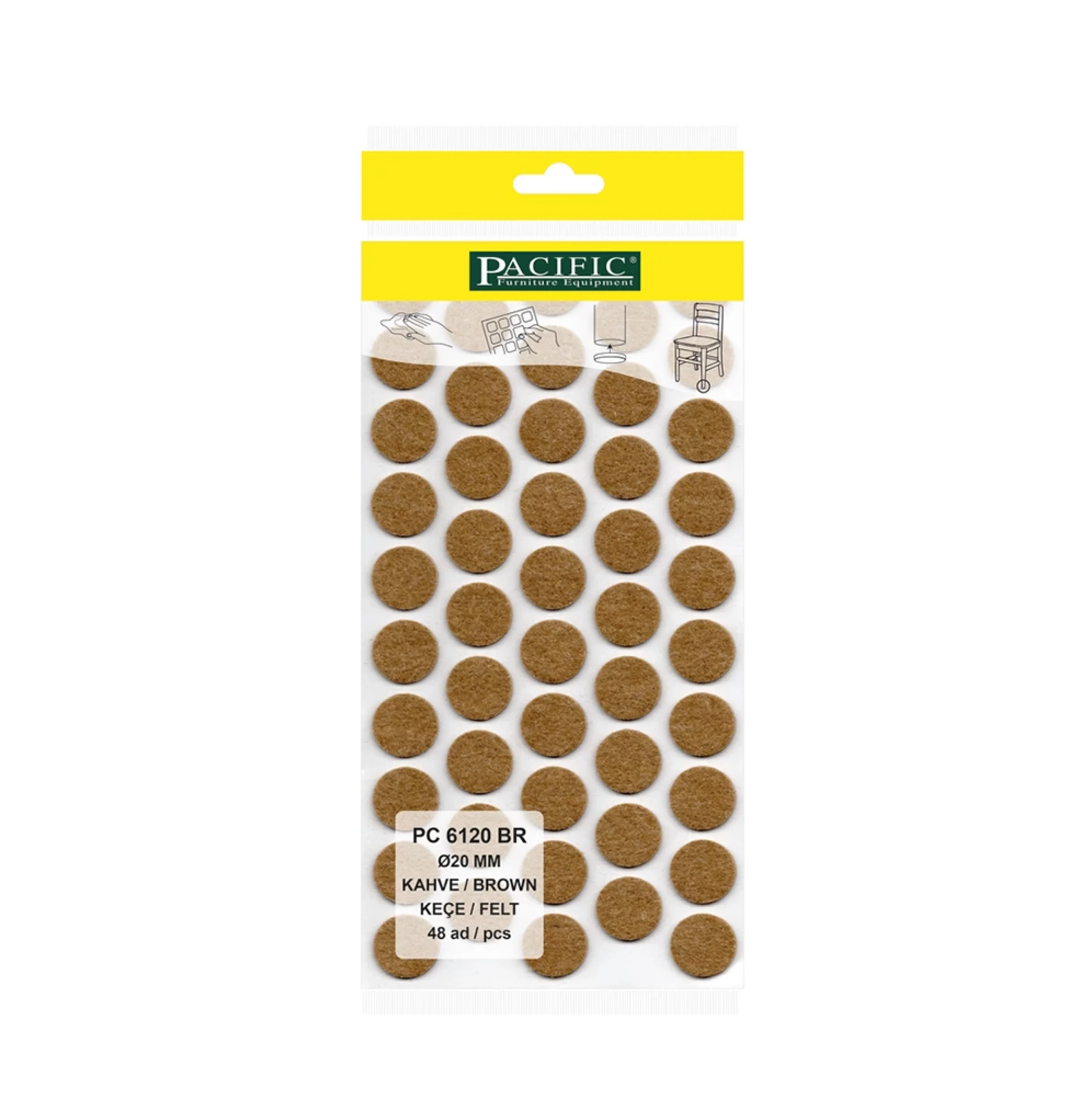 Yapışkanlı Masa Sandalye ve Mobilya Keçesi Zemin Koruyucu Keçe (Ø 20mm)