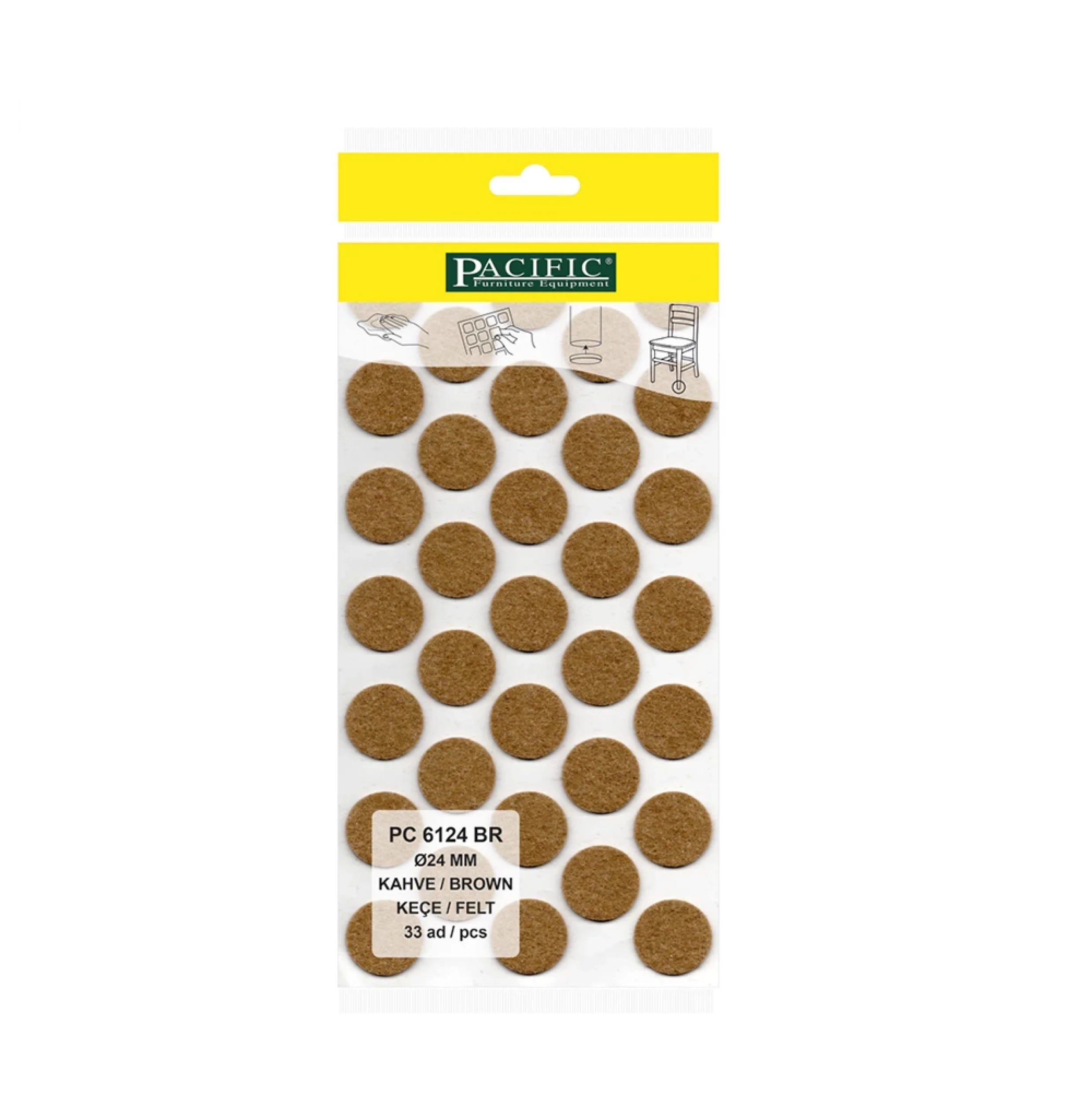 Yapışkanlı Masa Sandalye ve Mobilya Keçesi Zemin Koruyucu Keçe (Ø 24mm)