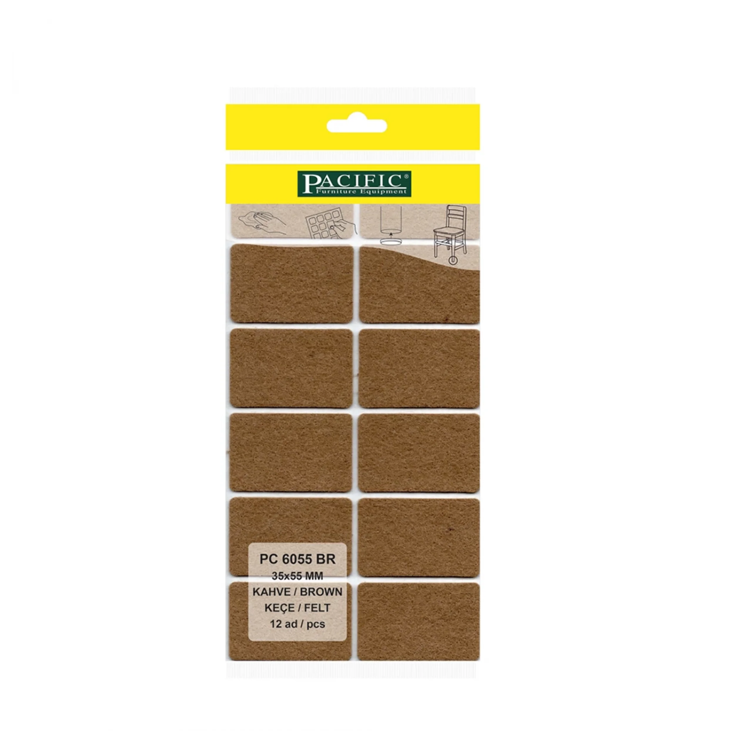 Yapışkanlı Masa Sandalye ve Mobilya Keçesi Zemin Koruyucu Keçe (35mm x 55mm)