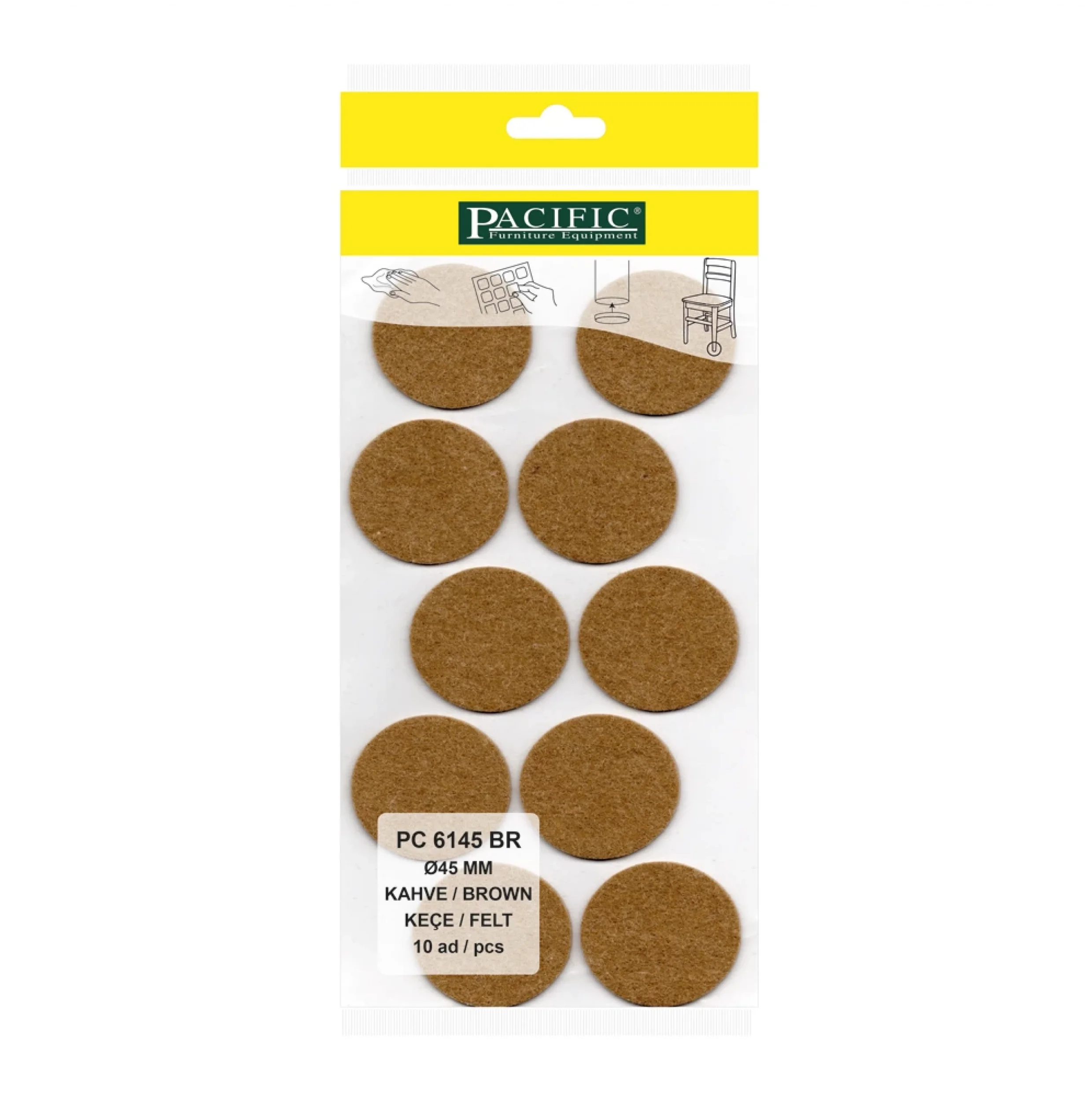 Yapışkanlı Masa Sandalye ve Mobilya Keçesi Zemin Koruyucu Keçe (Ø 45mm)