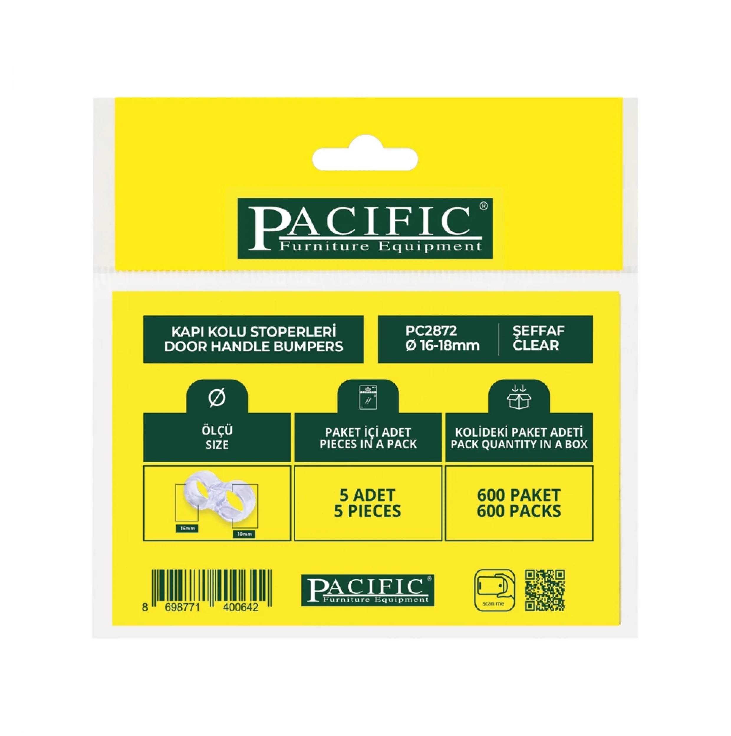 PACIFIC KAPI KOLU STOPERİ - BEYAZ