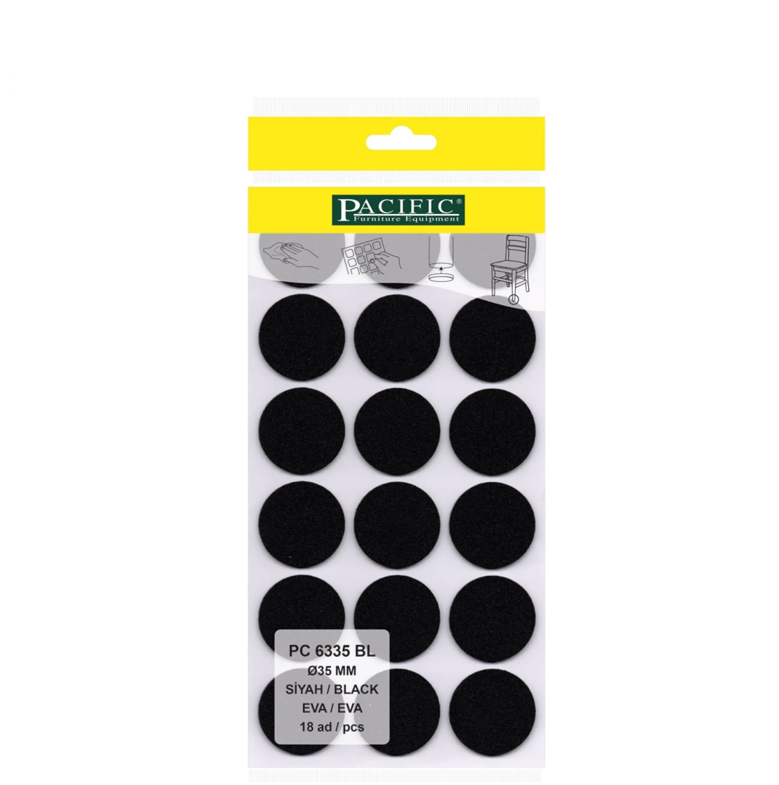 Eva Parke Fayans Çizilme Ve Darbe Önleyici Zemin Koruyucu Siyah (Ø 35mm)