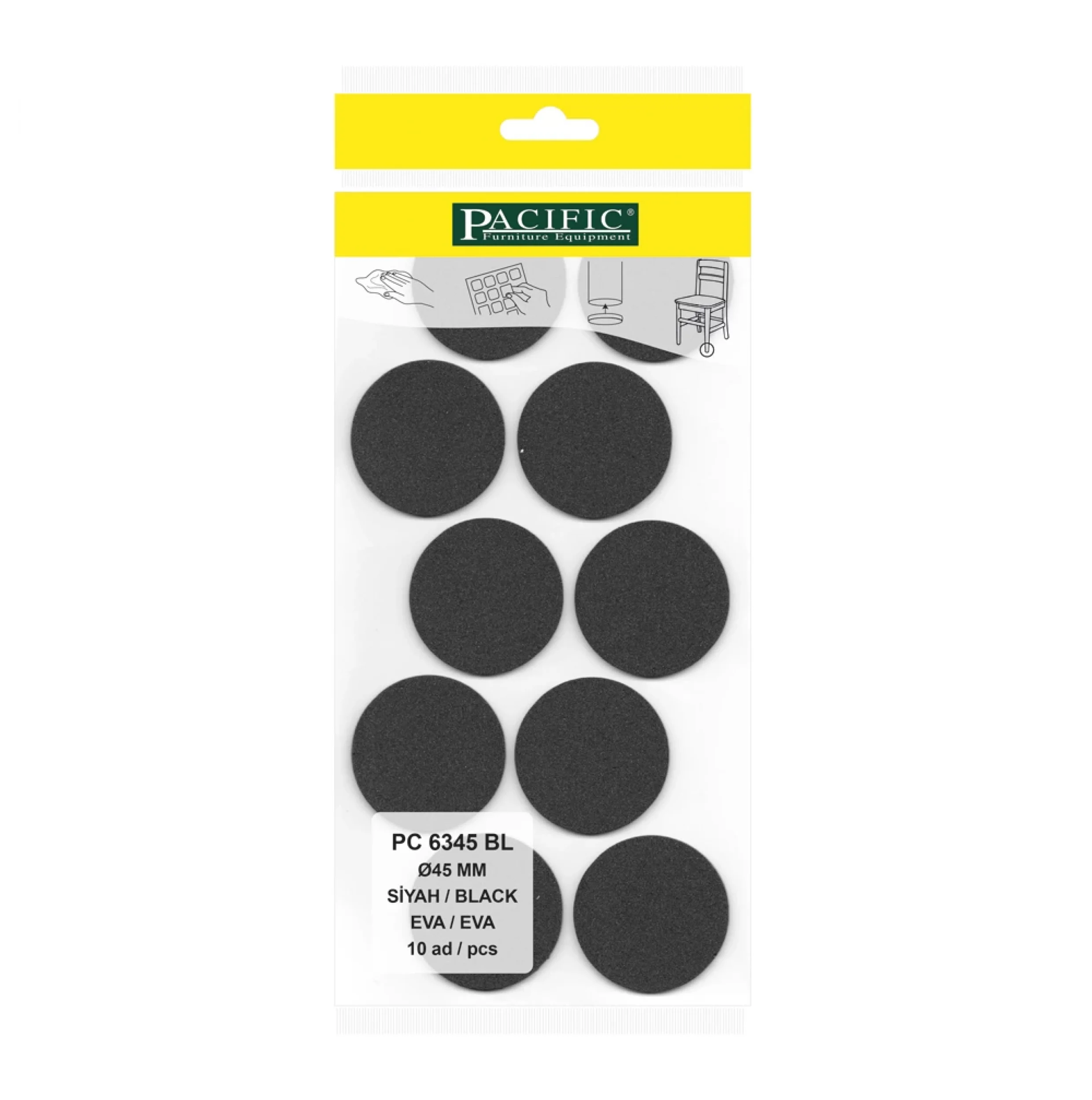 Eva Parke Fayans Çizilme Ve Darbe Önleyici Zemin Koruyucu Siyah  (Ø 45mm)