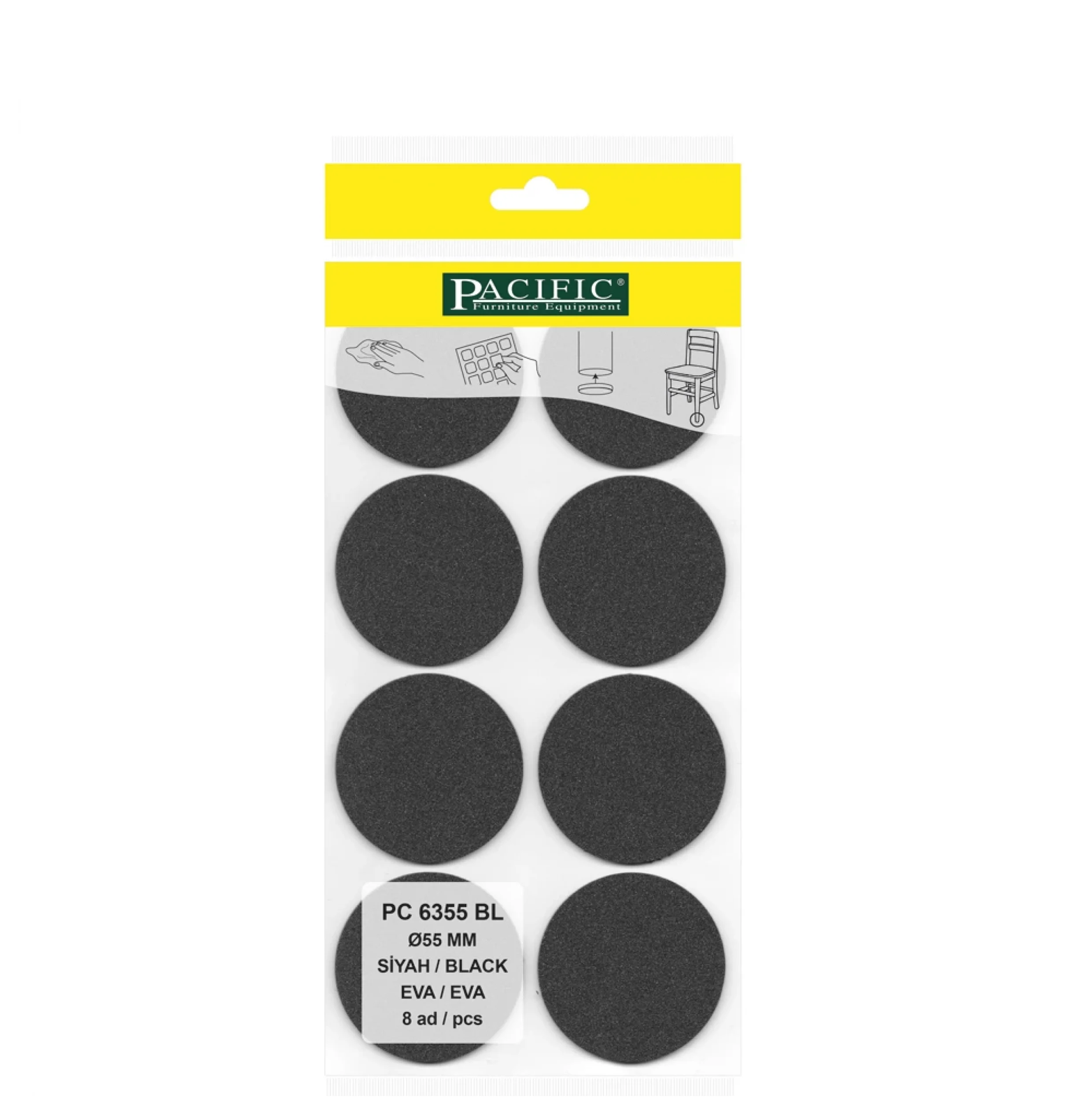 Eva Parke Fayans Çizilme Ve Darbe Önleyici Zemin Koruyucu Siyah (Ø 55mm)