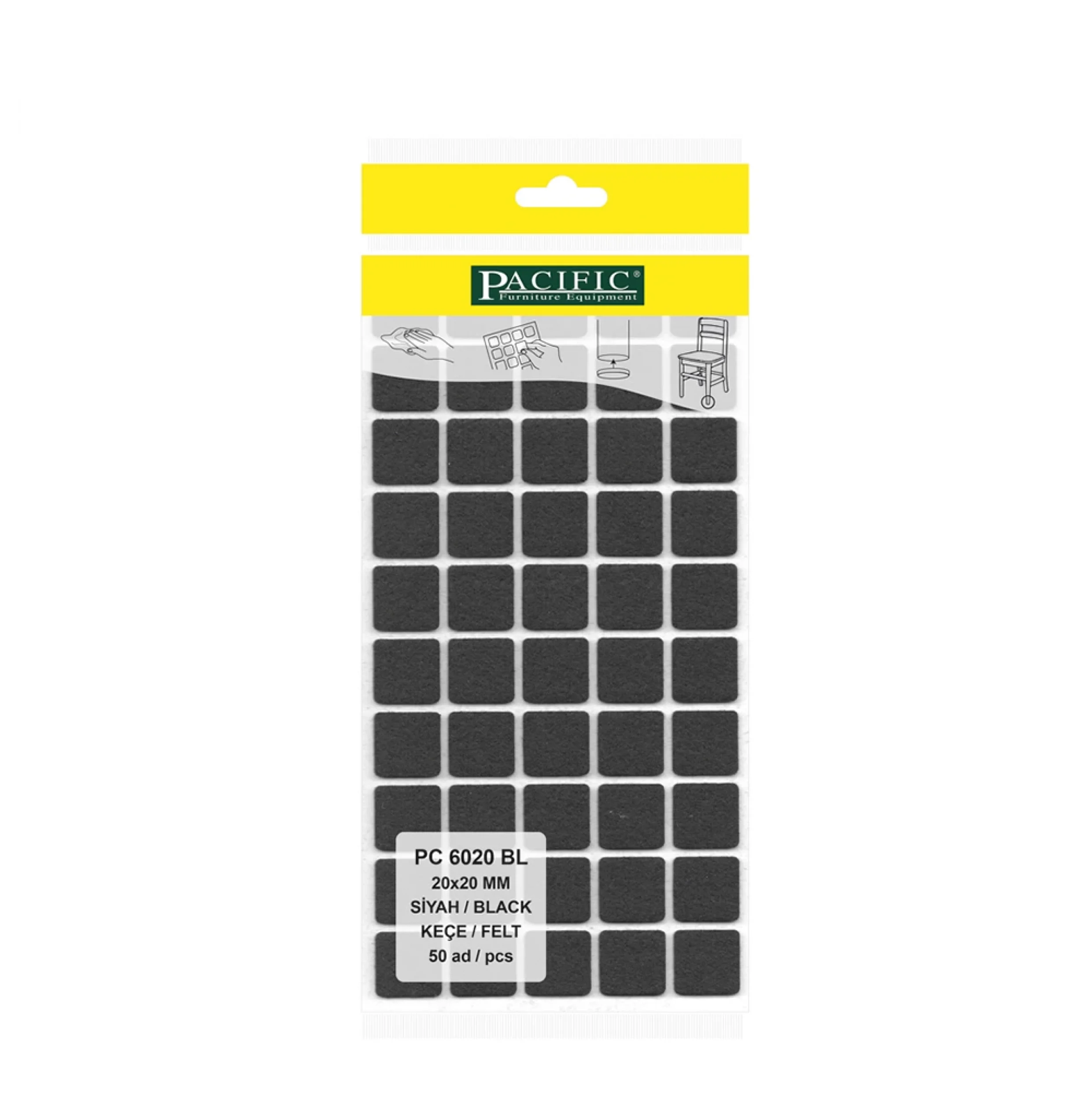 Yapışkanlı Masa Sandalye ve Mobilya Keçesi Zemin Koruyucu Keçe (20mm x 20mm)