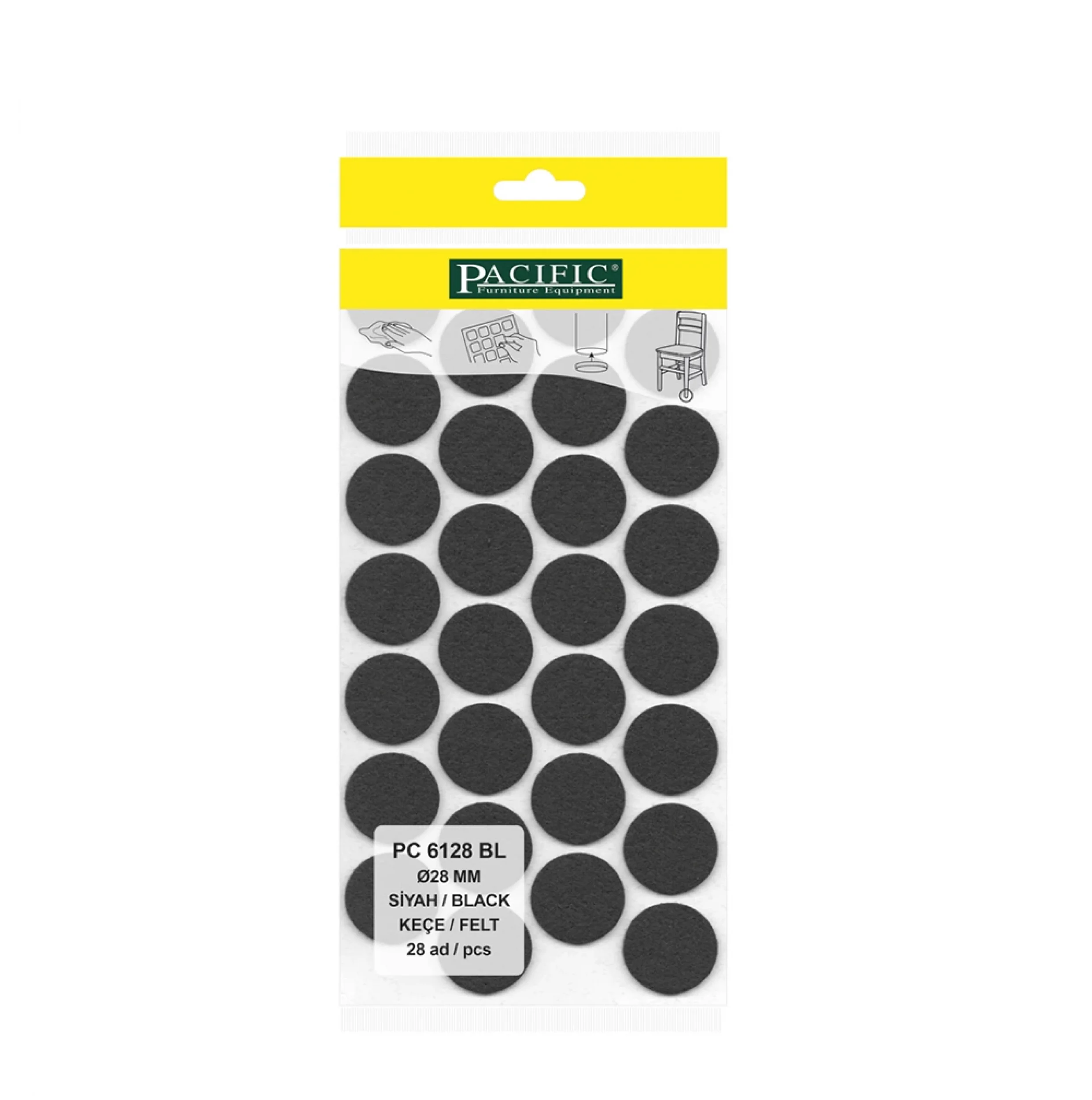 Yapışkanlı Masa Sandalye ve Mobilya Keçesi Zemin Koruyucu Keçe (Ø 28mm)