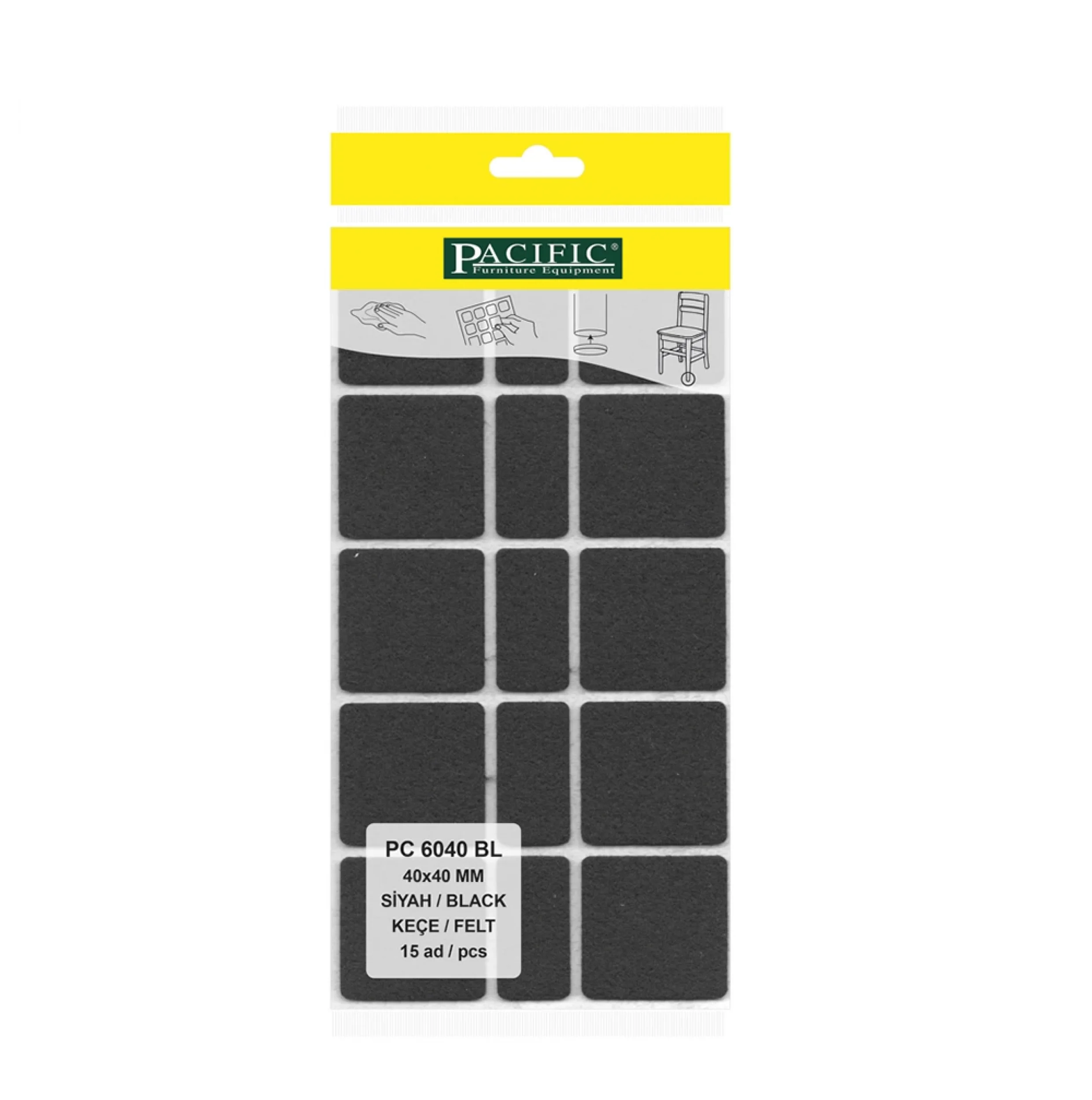 Yapışkanlı Masa Sandalye ve Mobilya Keçesi Zemin Koruyucu Keçe (40mm x 40mm)-(20mm x 40mm)