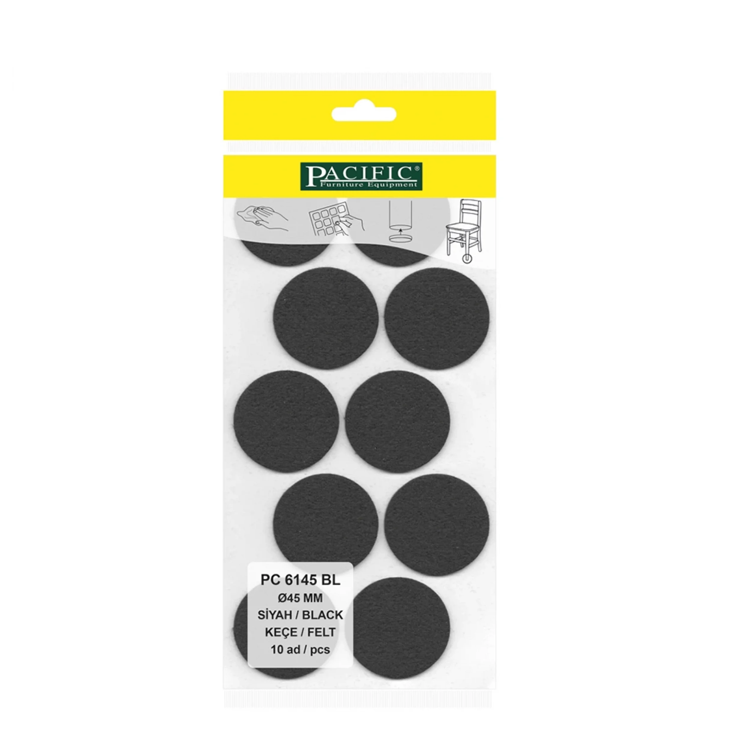 Yapışkanlı Masa Sandalye ve Mobilya Keçesi Zemin Koruyucu Keçe (Ø 45mm)