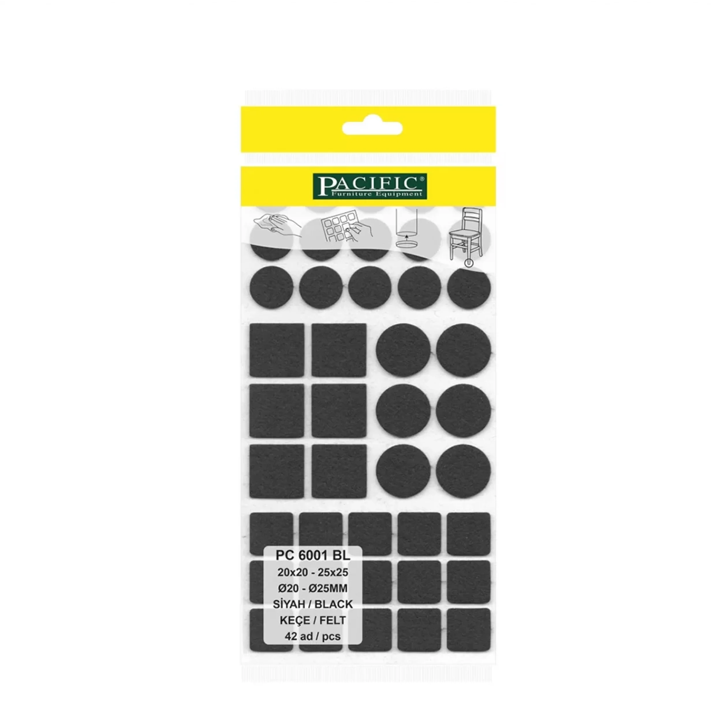 Yapışkanlı Karma Mobilya Keçesi + Ses Stoperi + Kapı Stoperi ve Çizilmez Tava Koruyucu Keçe Seti