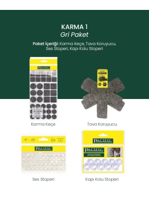 Yapışkanlı Karma Mobilya Keçesi + Ses Stoperi + Kapı Stoperi ve Çizilmez Tava Koruyucu Keçe Seti