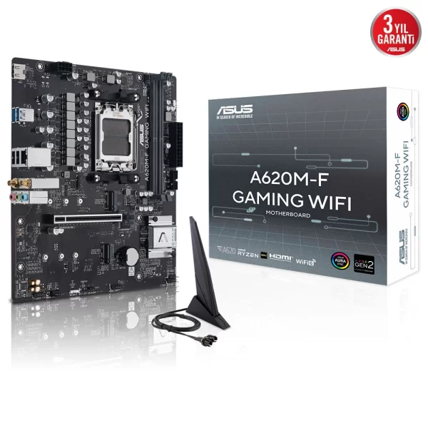 Asus A620M-F GAMING WIFI ARGB DDR5 8000MHz (OC) M.2 AM5 mATX Anakart
