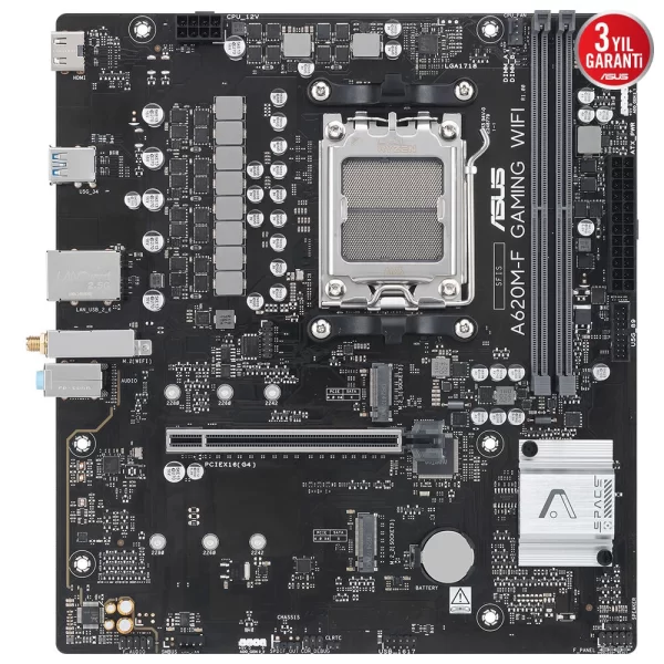 Asus A620M-F GAMING WIFI ARGB DDR5 8000MHz (OC) M.2 AM5 mATX Anakart
