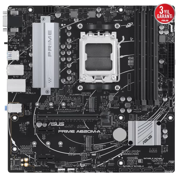 Asus Prime A620M-A-CSM 6400MHz(OC) RGB M.2 AM5 mATX Anakart