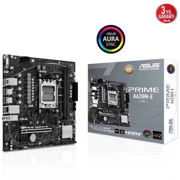Asus Prime A620M-E-CSM DDR5 6400MHz(OC) RGB M.2 AM5 mATX Anakart