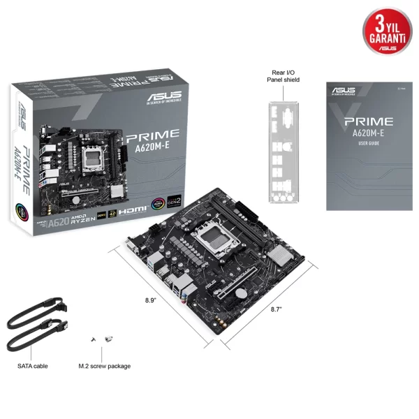 Asus Prime A620M-E RGB M.2 mATX DDR5 AM5 Anakart